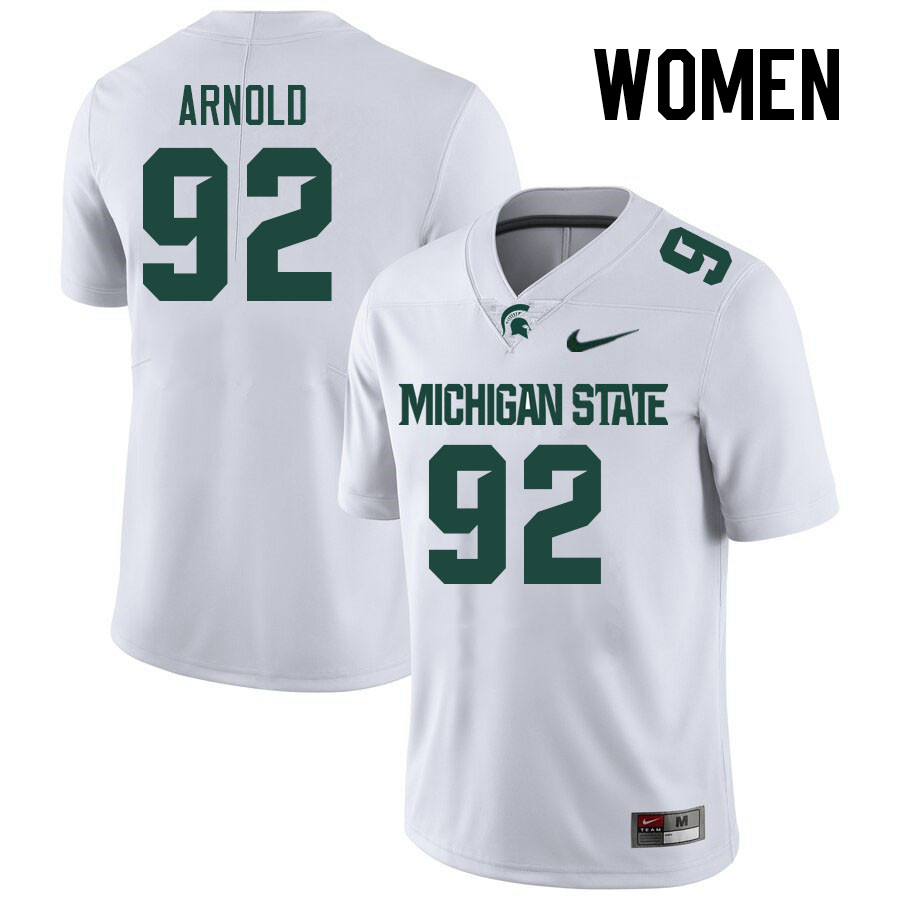 Women #92 Mason Arnold Michigan State Spartans College Football Jerseys Stitched-White